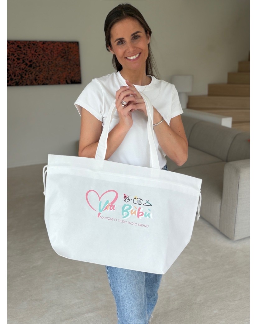 Sac Non Tissé Personnalisé Blanc – Cabas Publicitaire modèle Nice L