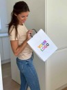 Sac kraft Blanc M – Avec Poignées Noires Et Logo Bien En Vue