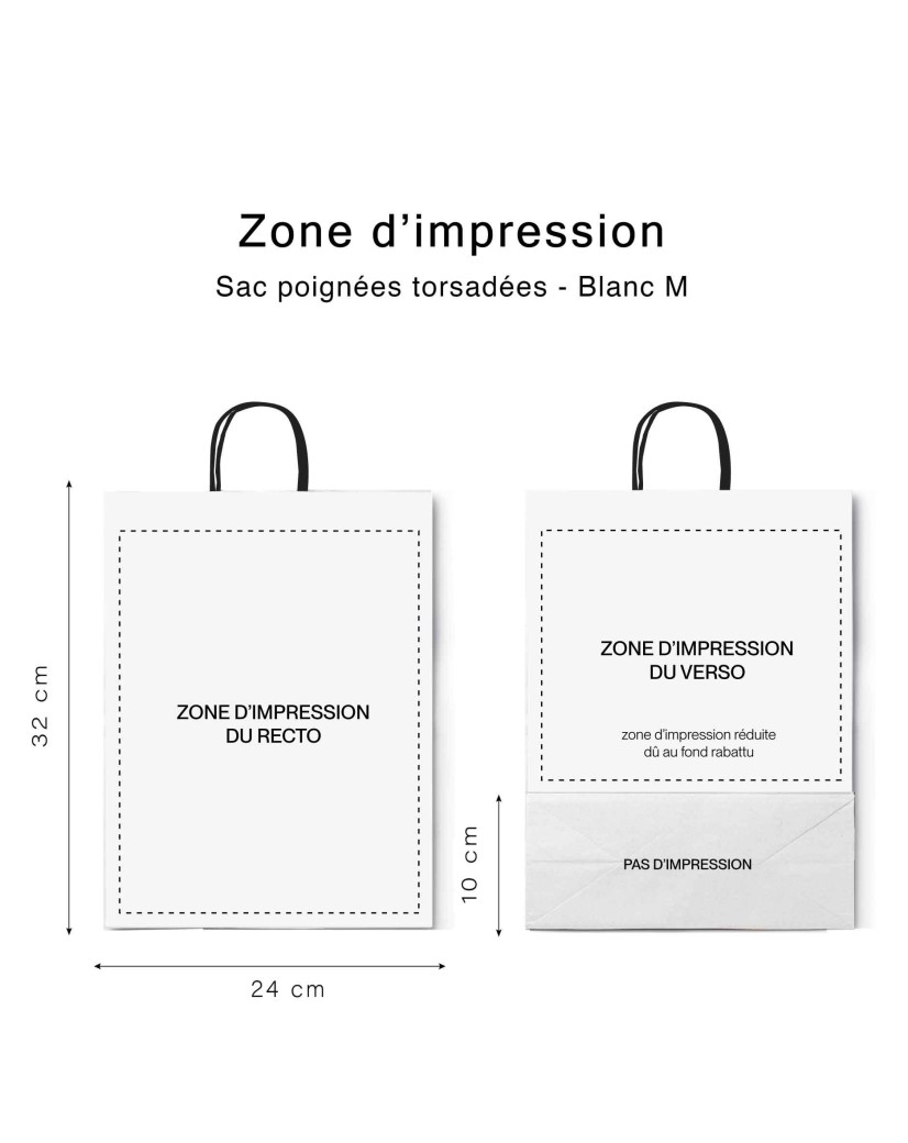 Sac kraft Blanc M – Avec Poignées Noires Et Logo Bien En Vue