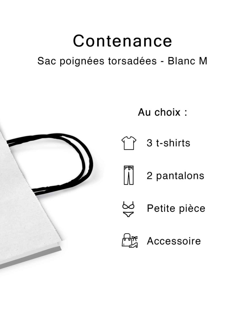 Sac kraft Blanc M – Avec Poignées Noires Et Logo Bien En Vue