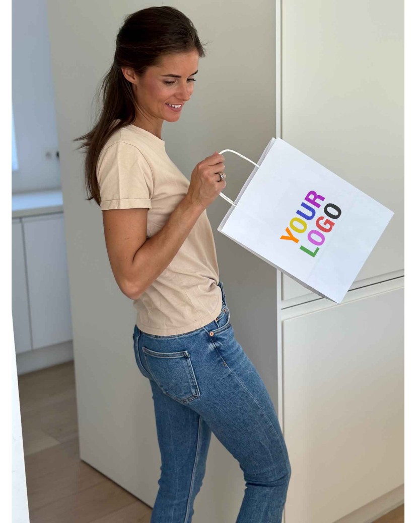 Weiße Krafttasche M – Ihr Logo Fühlt Sich Hier Wie Zu Hause