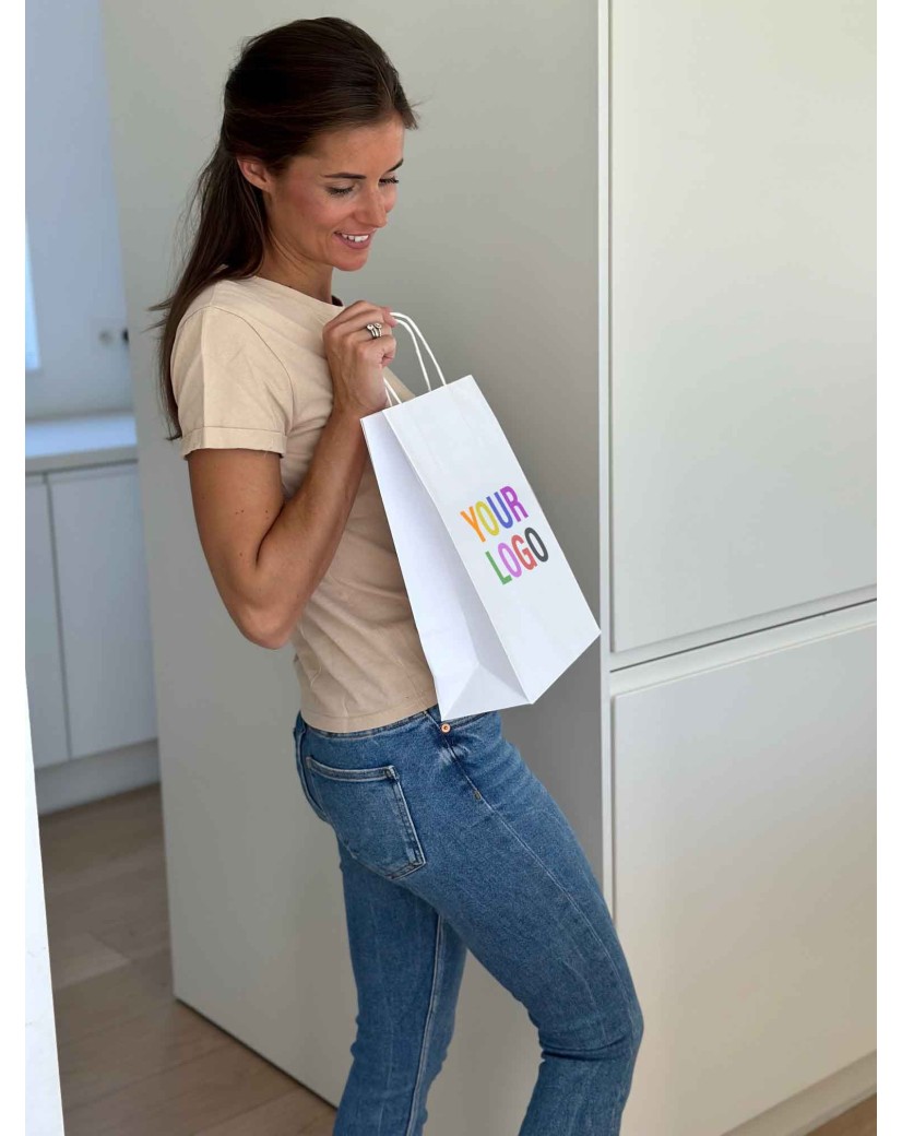 Sac Kraft Blanc M Torsadé – Votre Logo s’y Sentira Bien !