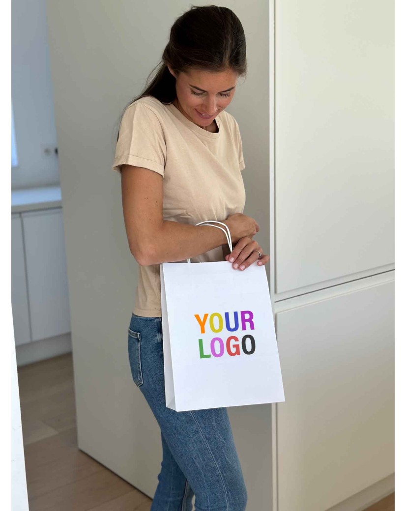 Bolsa Kraft Blanca M – Tu Logo Estará Como En Casa Aquí