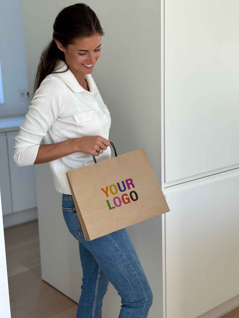 Kraft Bag M Horizontal Black Handles – Clean & Customizable