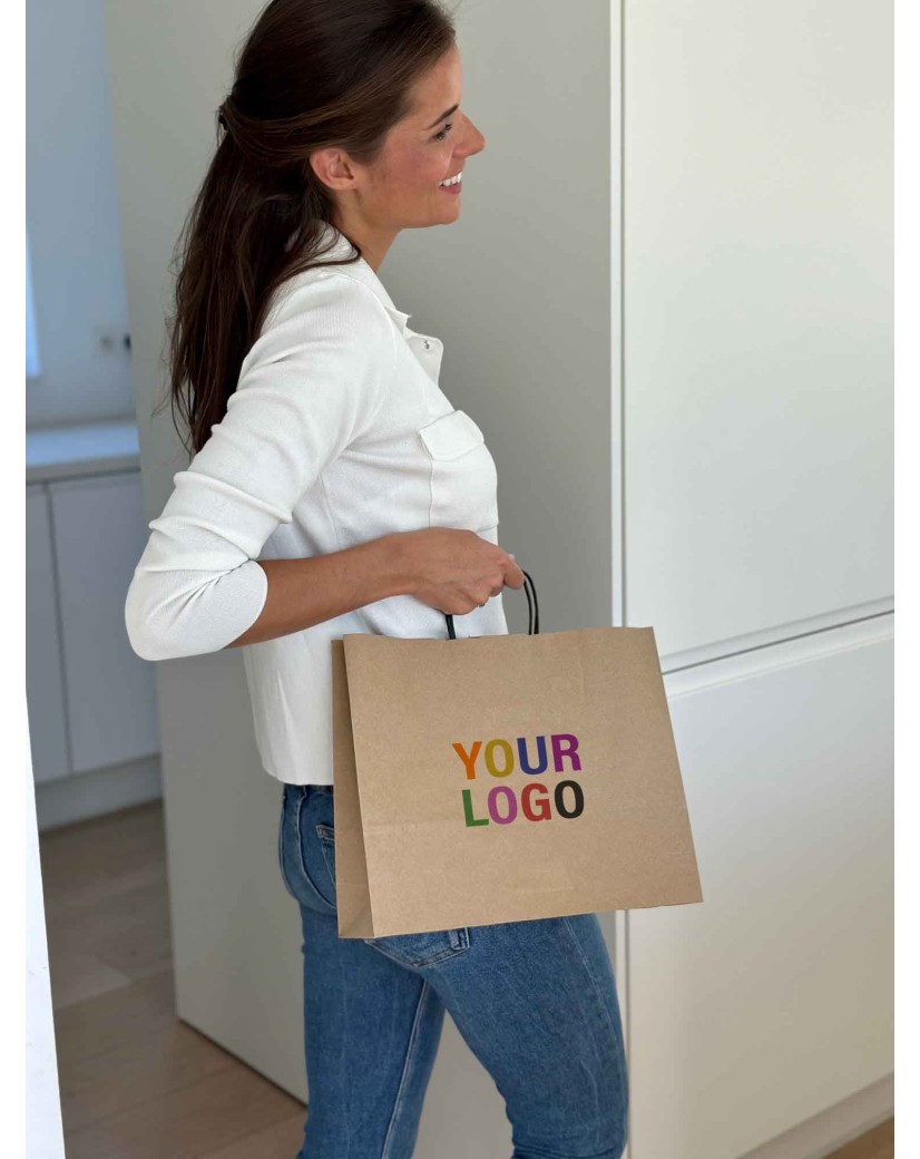 Kraft Bag M Horizontal Black Handles – Clean & Customizable