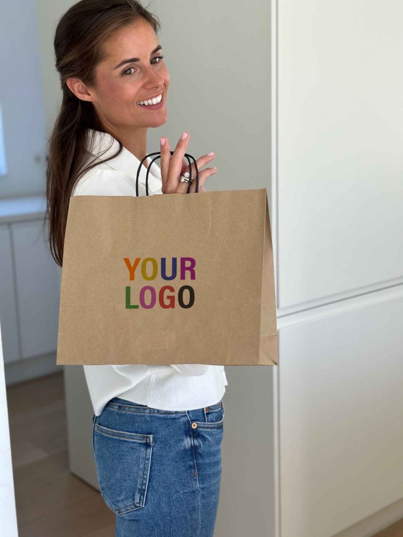 Kraft Bag M Horizontal Black Handles – Clean & Customizable