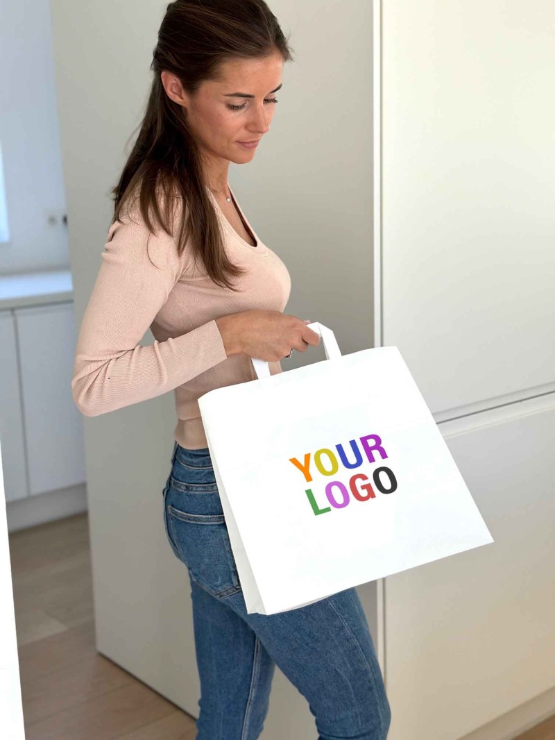 Flat handle bags - White SNACK TAKEAWAY