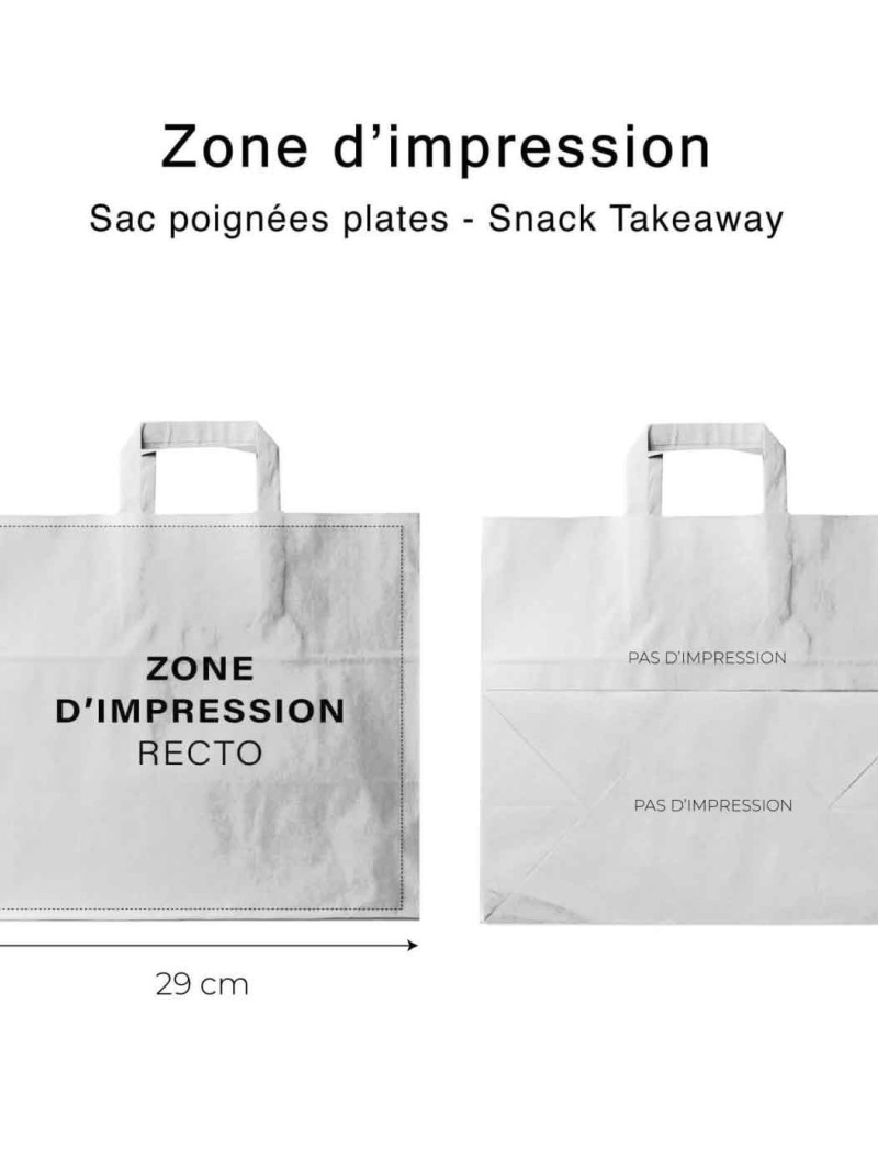 Weiße Papiertüten mit Flachgriffen – Snack/Takeaway-Format (32×21×33 cm)