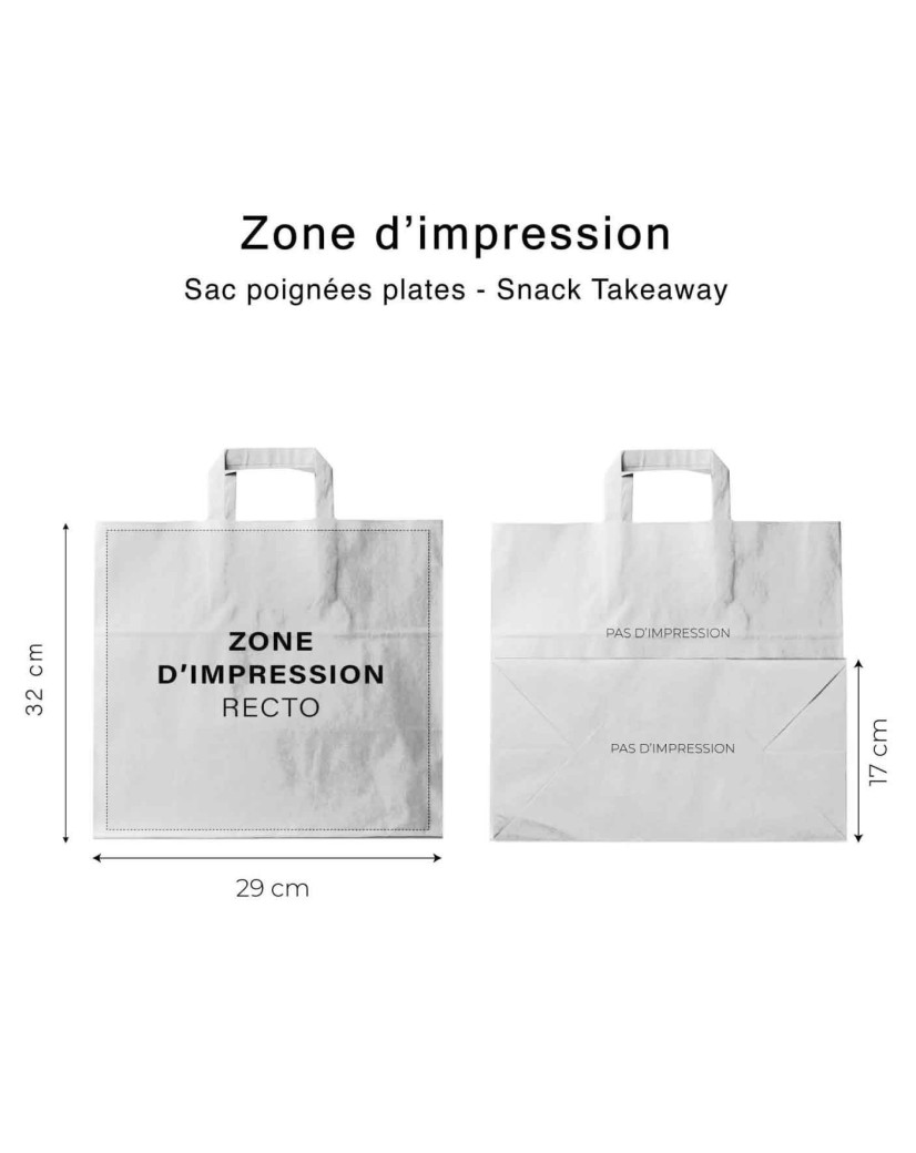 Flat handle bags - White SNACK TAKEAWAY
