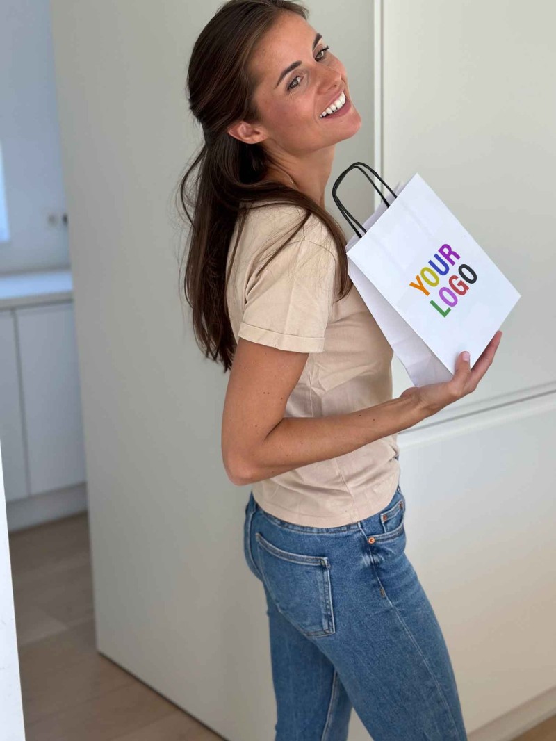 TAS MET ZWART GEDRAAID HANDVAT - WIT S (18x8x22,5cm)