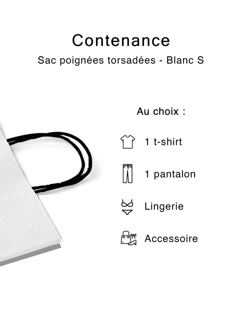 Bolsas con asas torsionadas negras – Blanco – S (18x8x22,5 cm)