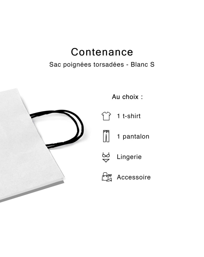 Black Twisted Handle Bags – White – S (18x8x22.5 cm)