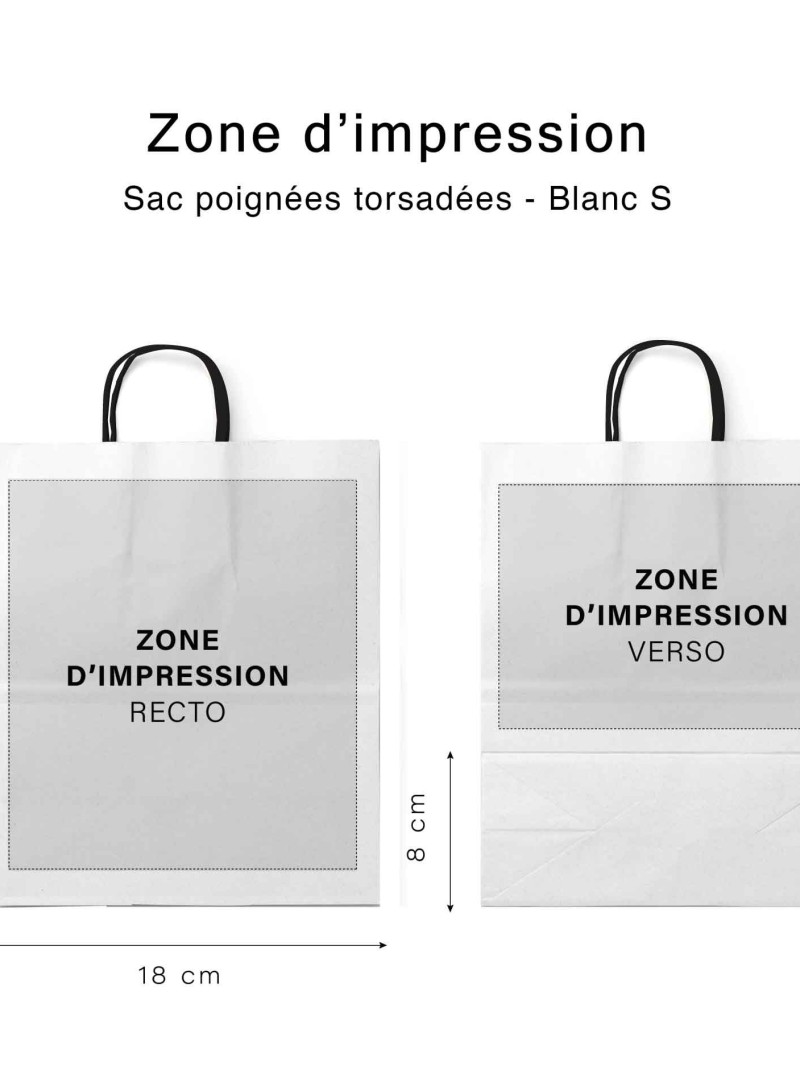 Bolsas con asas torsionadas negras – Blanco – S (18x8x22,5 cm)