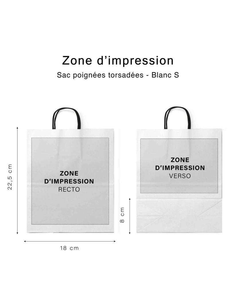 Black Twisted Handle Bags – White – S (18x8x22.5 cm)