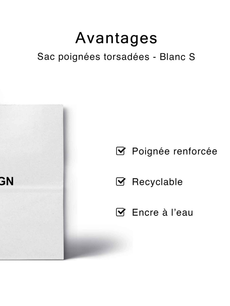 Sacs poignées torsadées noires - Blanc S (18x8x22,5cm)