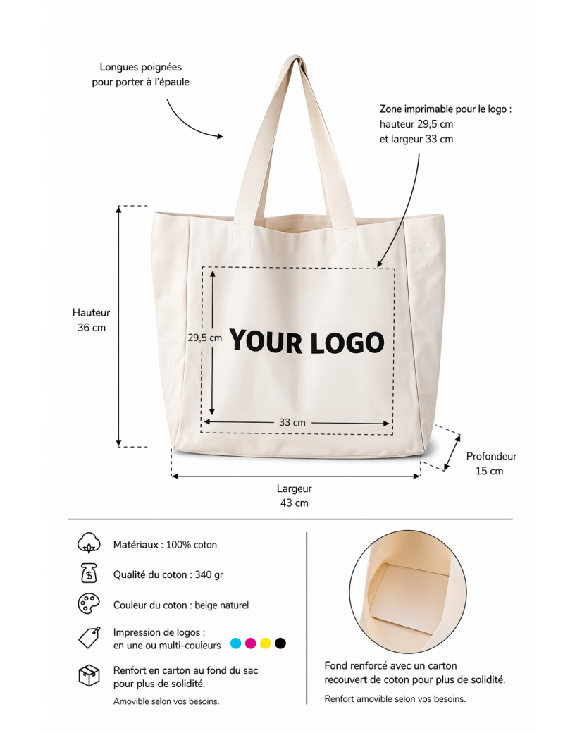BAG NANCY - NATURAL (43x15x36 cm)