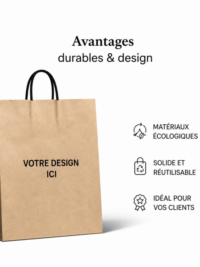 Sacs poignées noires - Kraft L VERTICAL (32x12x41cm)