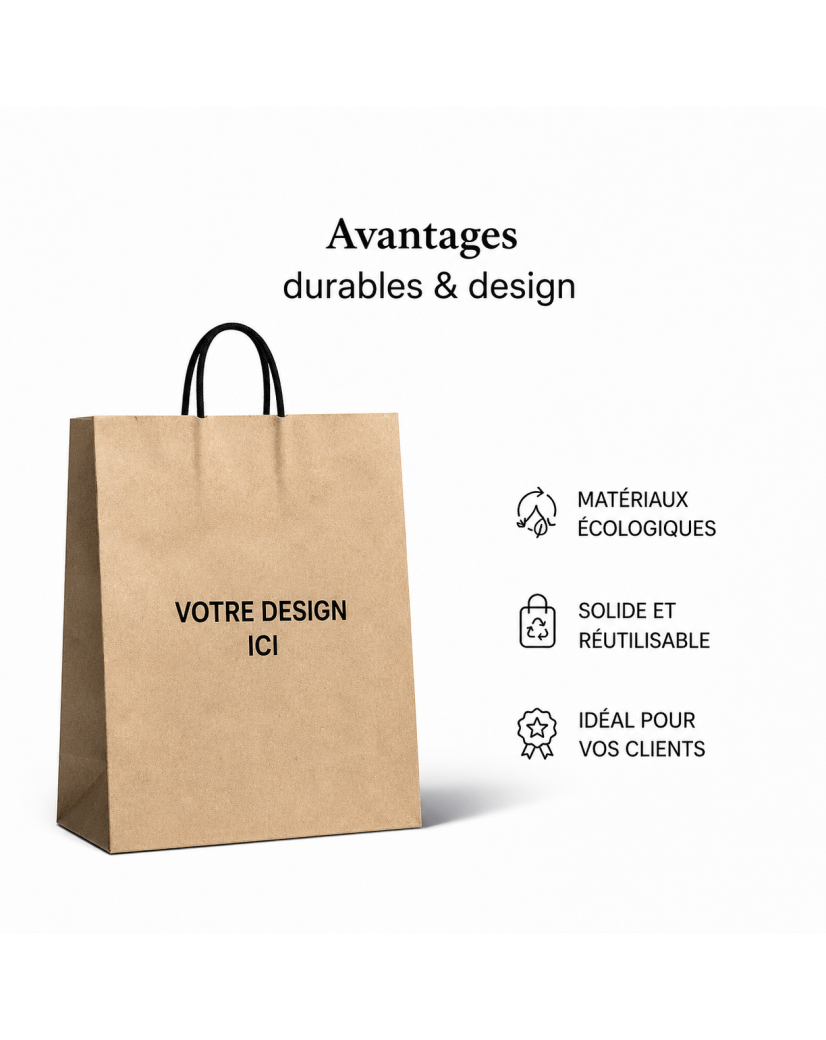 Sacs poignées noires - Kraft L VERTICAL (32x12x41cm)