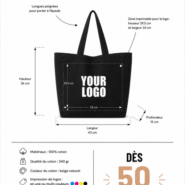 COTTON BAG "NANCY" – Black (43x15x36cm)