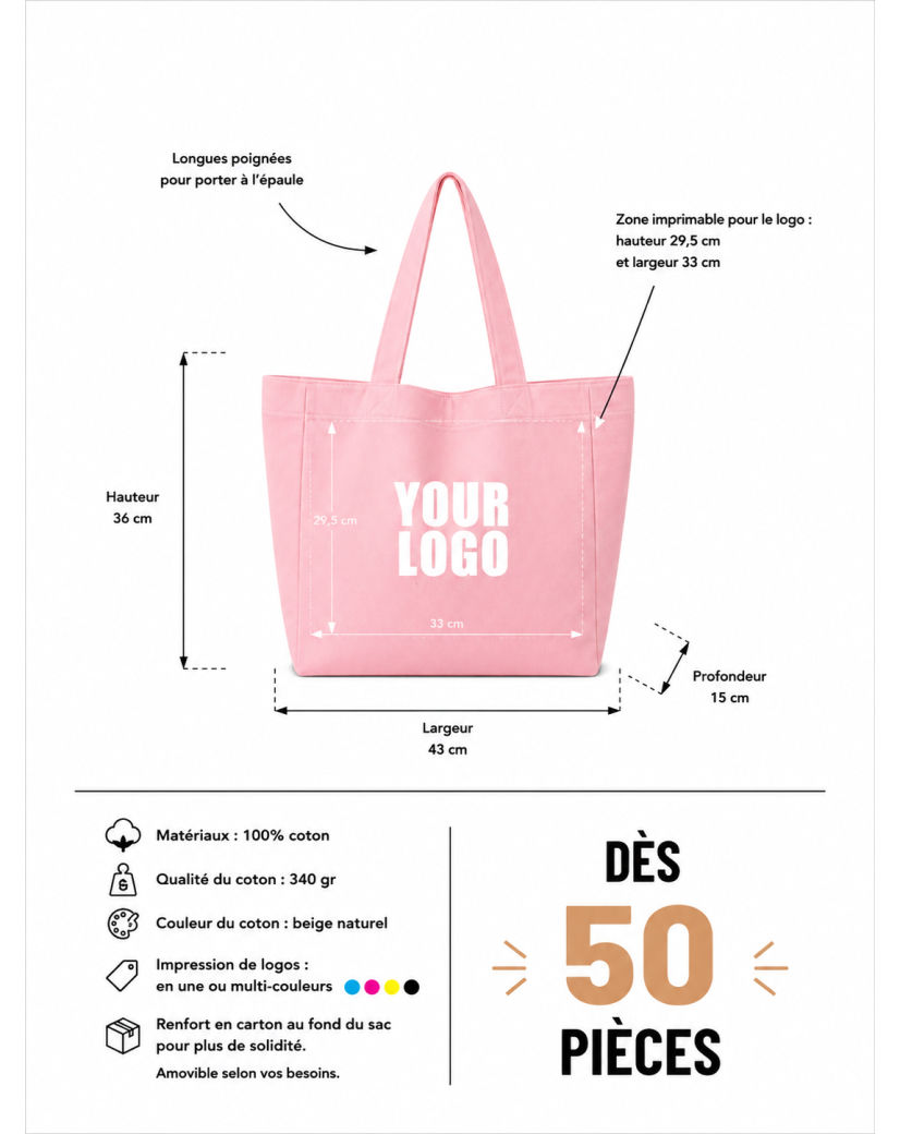 BAUMWOLLTASCHE "NANCY" – ROSA (43x15x36cm)