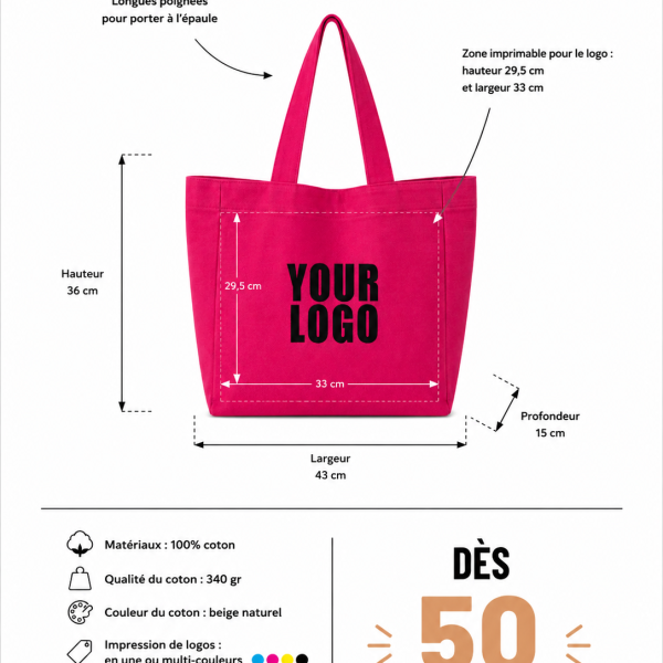 COTTON BAG "NANCY" – FUCHSIA (43x15x36cm)