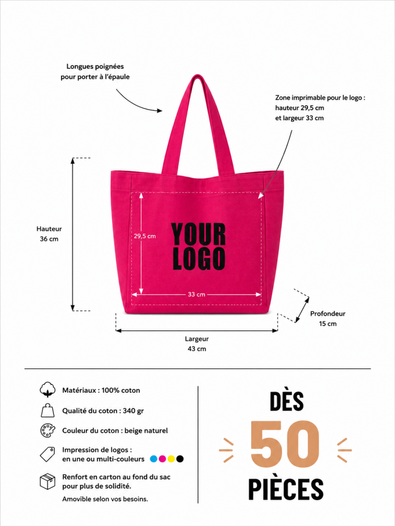 BAUMWOLLTASCHE NANCY – FUCHSIA (43x15x36cm)
