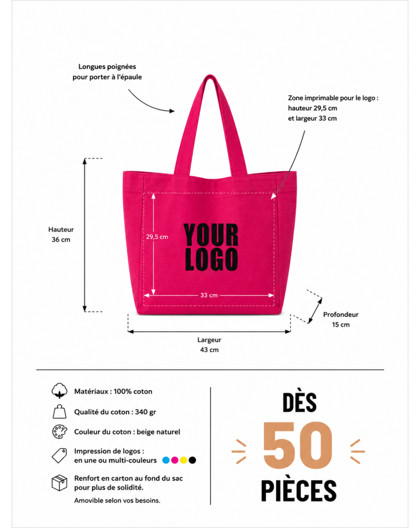 COTTON BAG "NANCY" – FUCHSIA (43x15x36cm)
