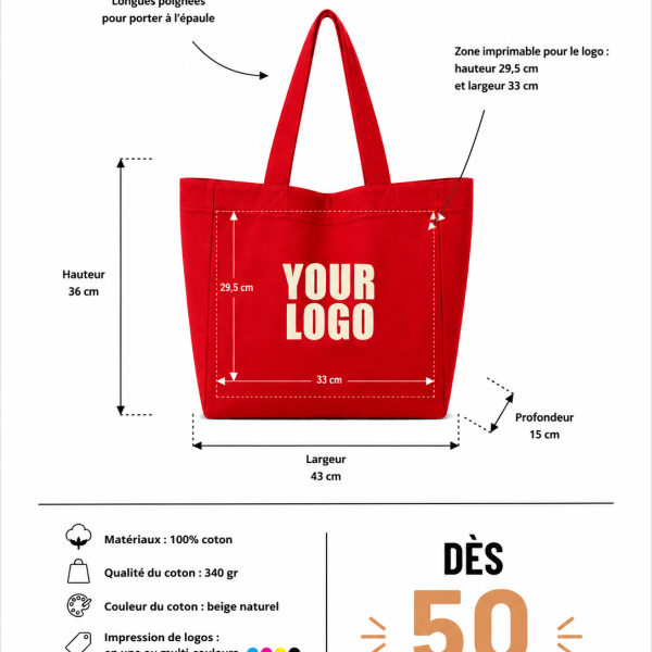 COTTON BAG NANCY – TERRACOTTA (43x15x36cm)