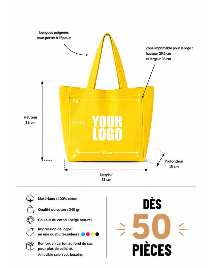 COTTON BAG "NANCY" – YELLOW (43x15x36cm)