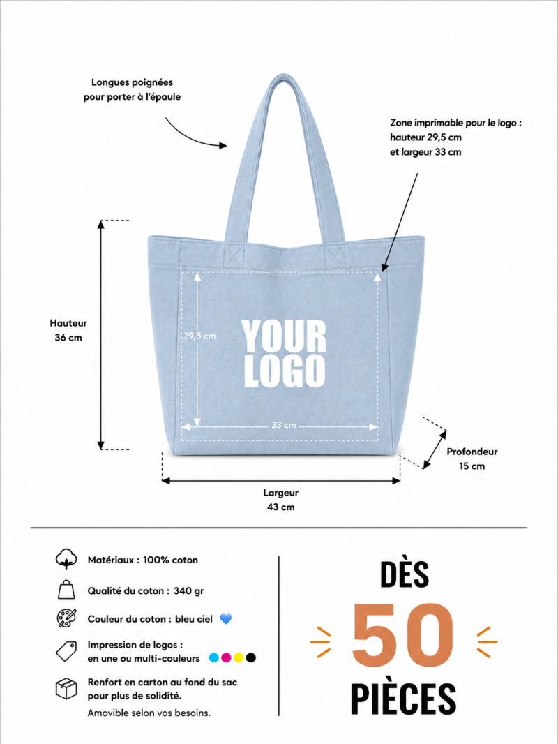 DRAAGTAS "NANCY" - JEANS LIGHT (43x15x36 cm)