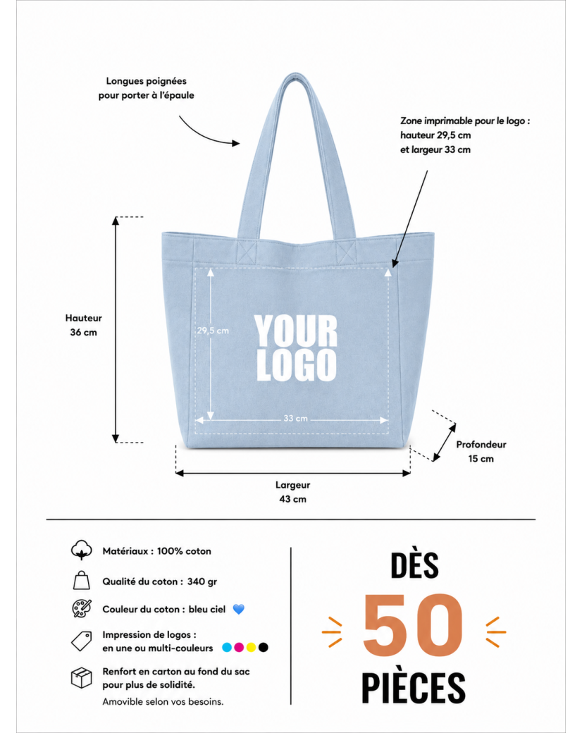 DRAAGTAS "NANCY" - JEANS LIGHT (43x15x36 cm)