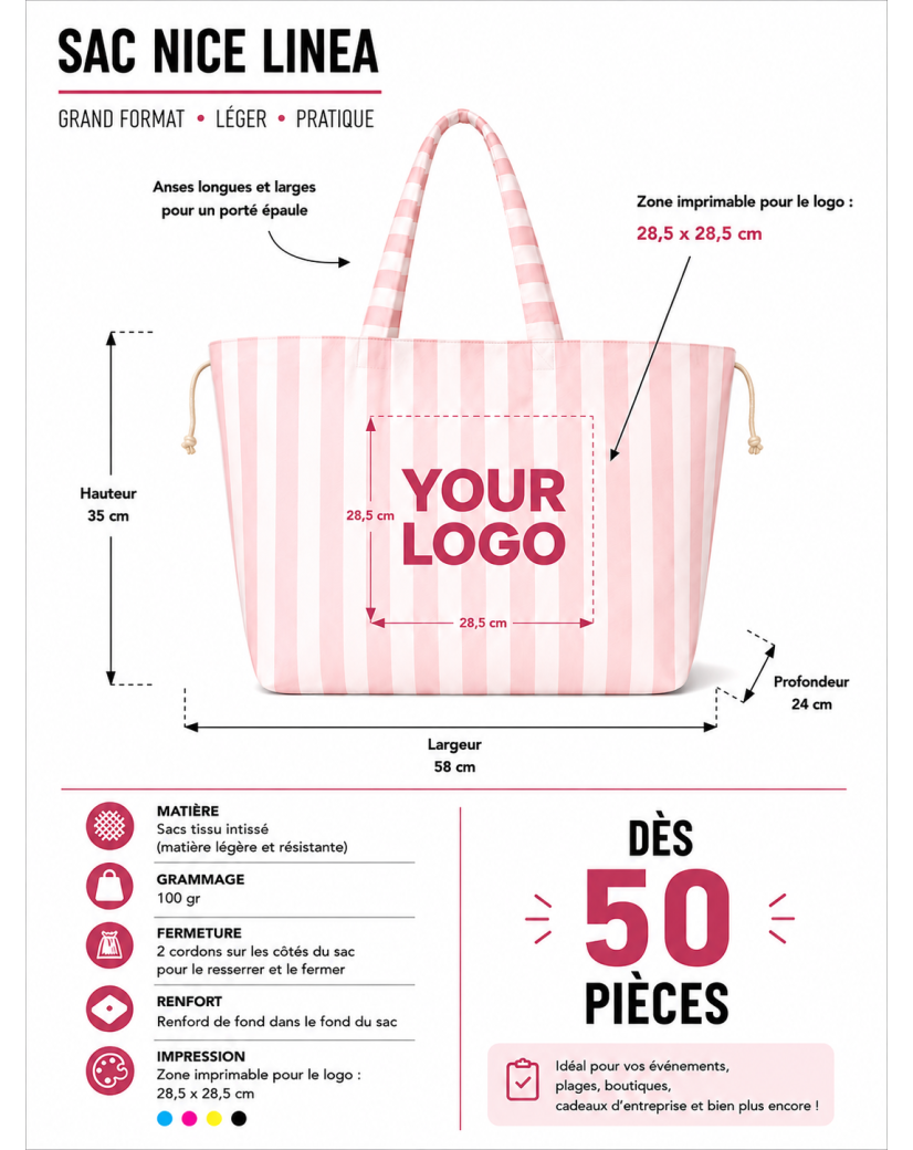 Tasche NICE LINEA Hellrosa – L (58 x 24 x 35 cm)