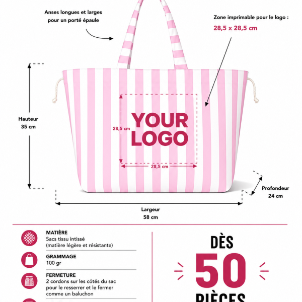 NICE BAG LINEA – PEPPY PINK - L (58 x 24 x 35 cm)