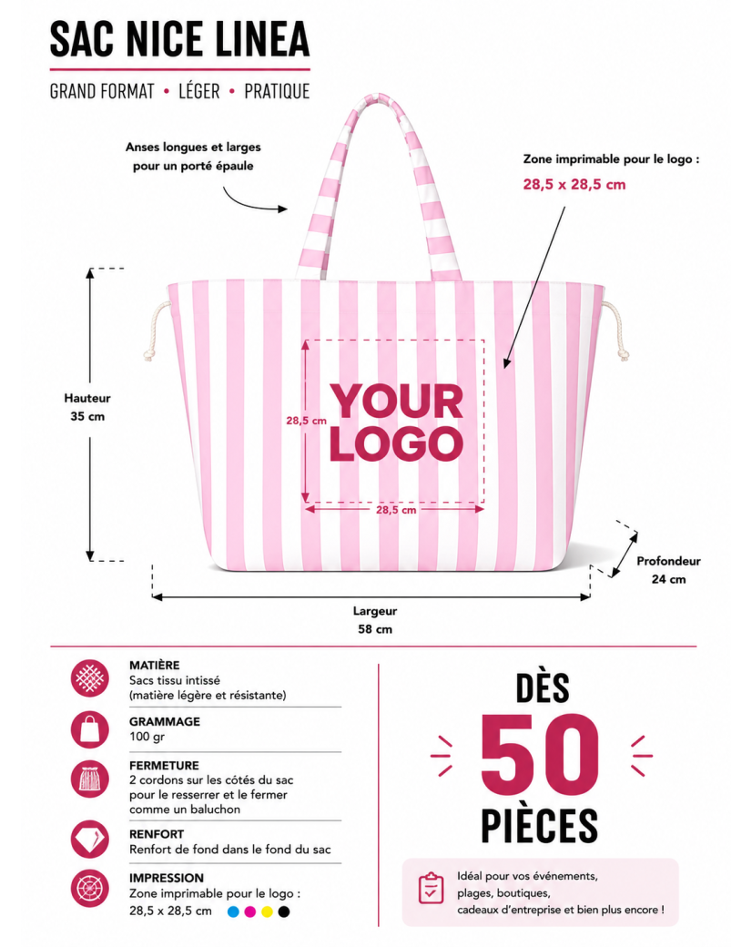 Tasche NICE LINEA Kräftiges Rosa – L (58 x 24 x 35 cm)