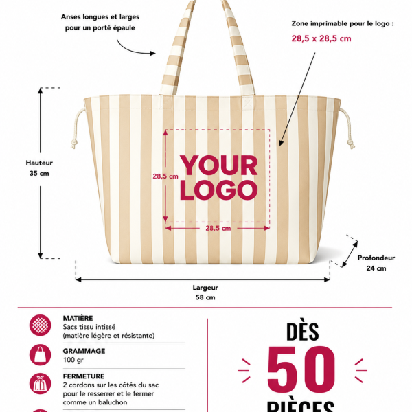 NICE BAG LINEA BEIGE - L (58 x 24 x 35 cm)