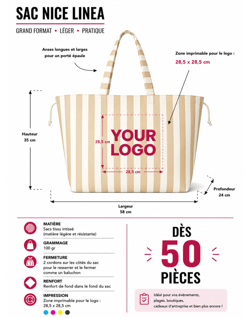 Bolsa NICE LINEA Beige – L (58 x 24 x 35 cm)