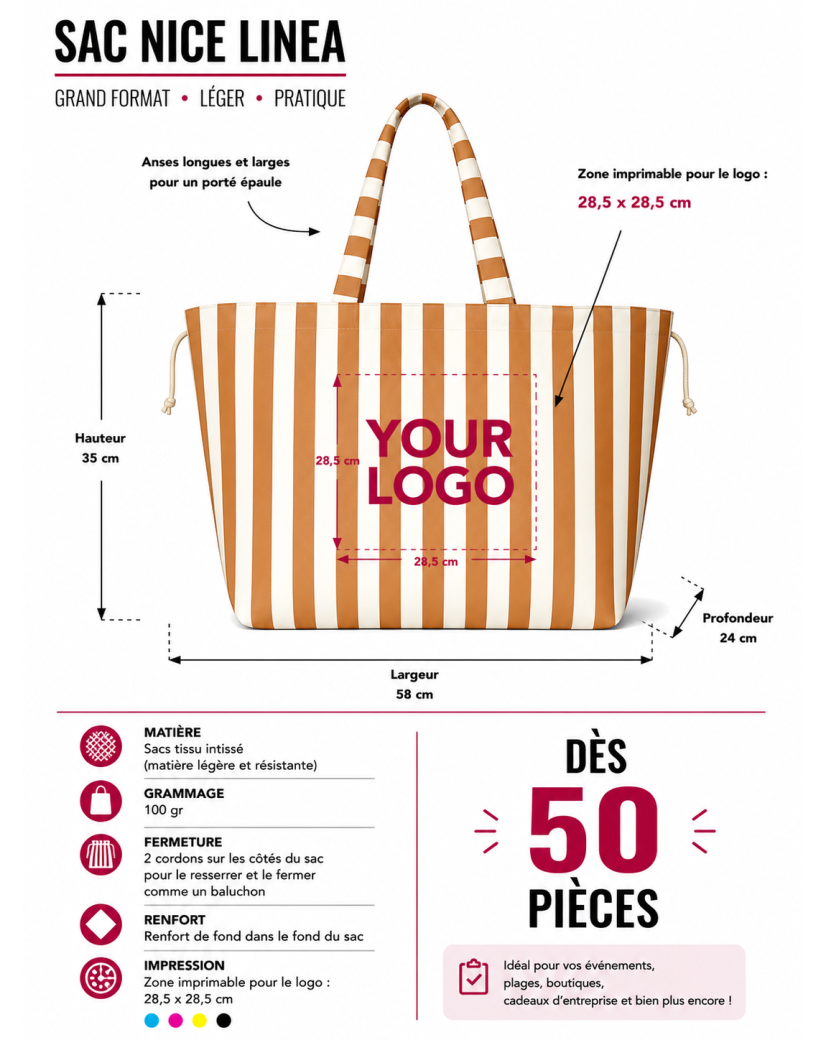 SAC NICE LINEA TERRACOTTA - L 🧡 (58x24x35cm)