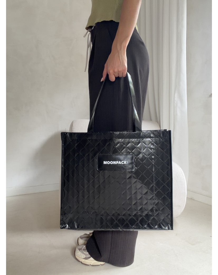 Sac réutilisable personnalisé en PP non tissé  – "Oslo" Noir (41x12x35cm)