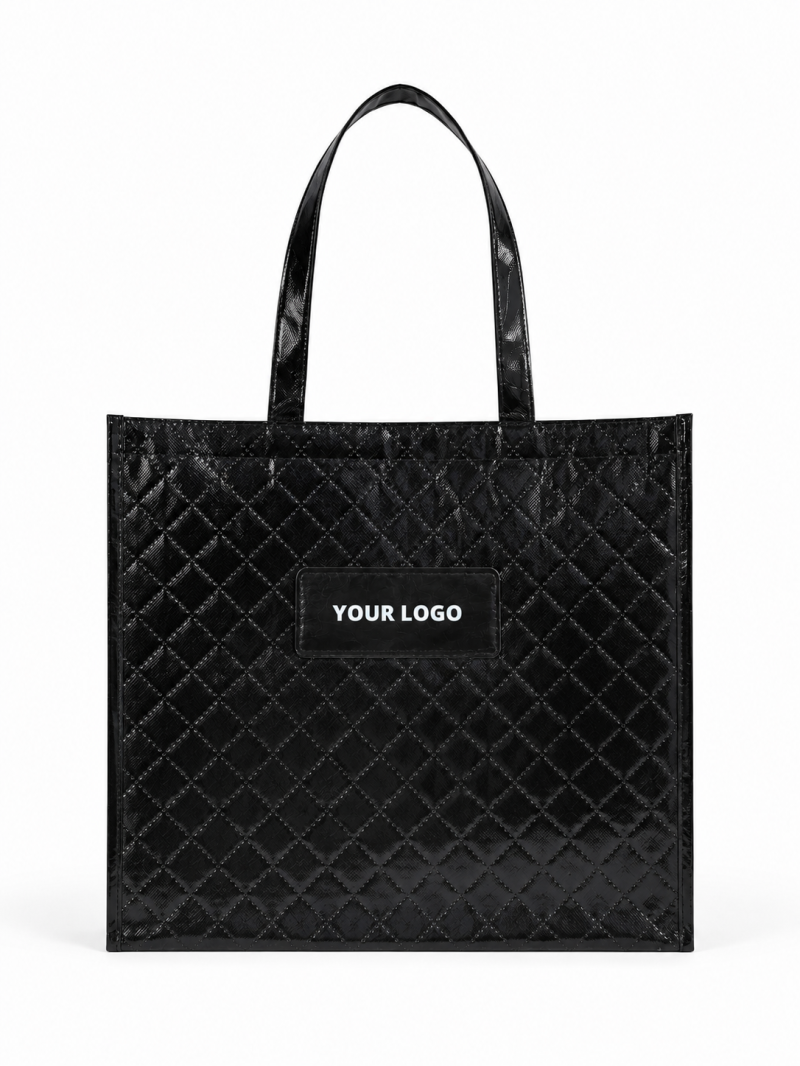 Sac réutilisable personnalisé en PP non tissé  – "Oslo" Noir (41x12x35cm)