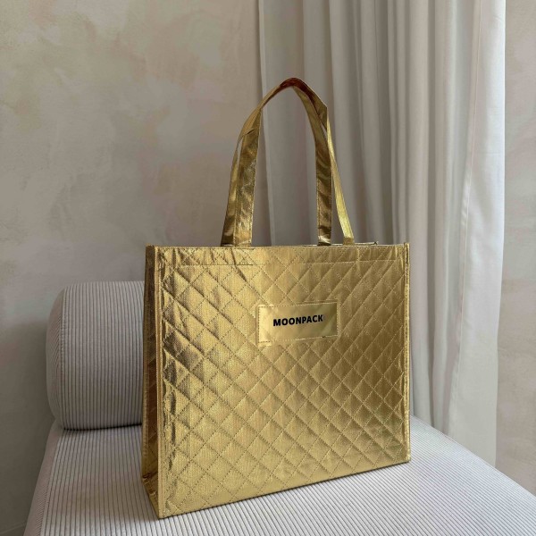 Sac réutilisable personnalisé en PP non tissé  – "Oslo" Gold (41x12x35cm)