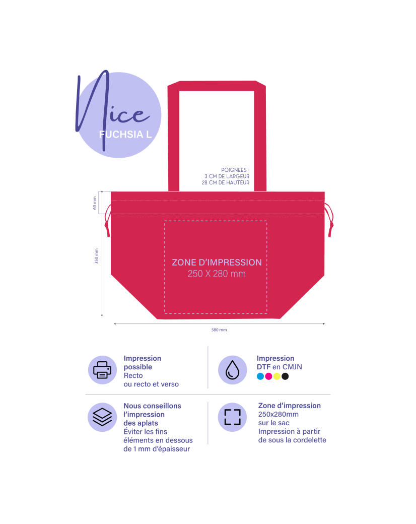 BOLSA NICE ROSA L (58x24x35cm)