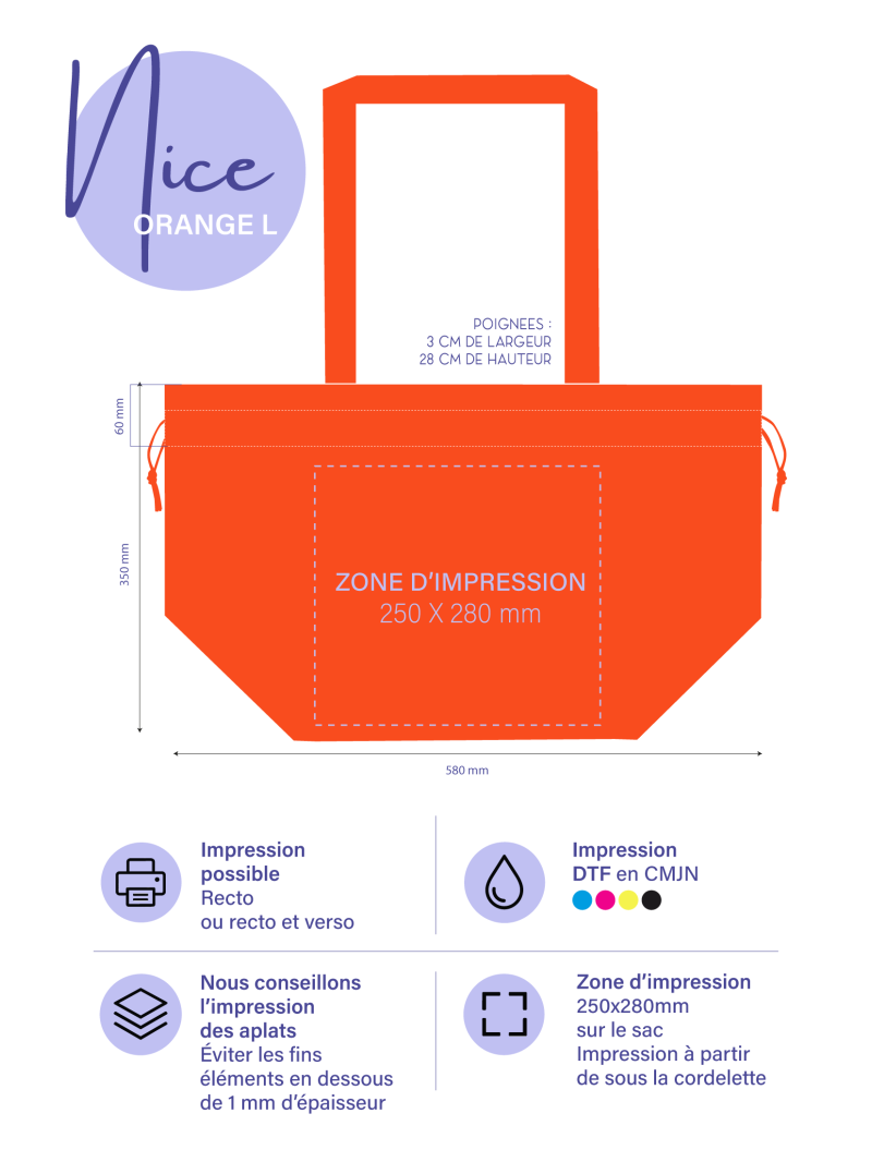 NICE BAG - ORANGE - L  (58x24x35cm)