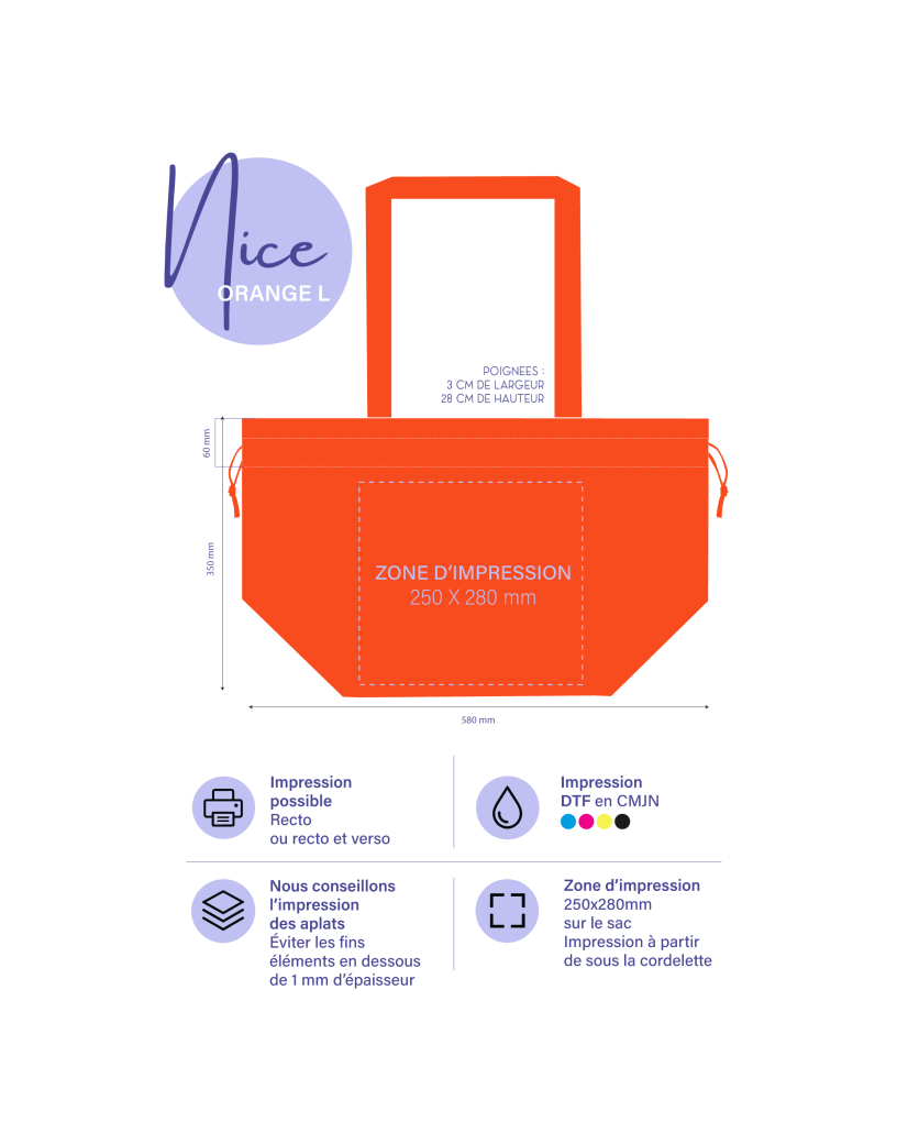 NICE BAG - ORANGE - L  (58x24x35cm)