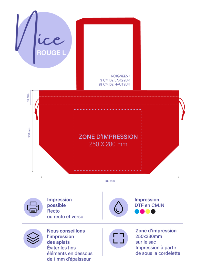 Bolso reutilizable Nice Rojo L (58x24x35cm)