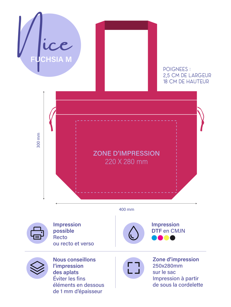 Nice Tragetasche Fuchsia - M (40x14x30cm)
