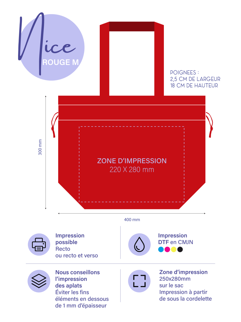Nice Reusable Bag Red - M (40x14x30cm)