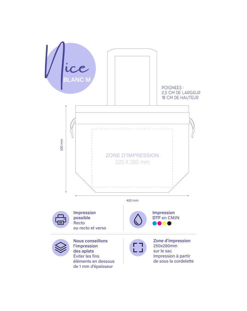 NICE BAG - WHITE - M (40x14x30cm)