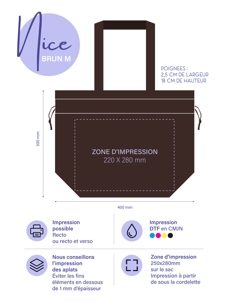 Bolso reutilizable Nice Marrón - M (40x14x30cm)