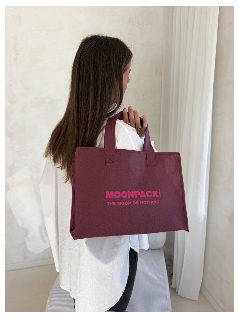 Sac non tissé personnalisé avec fermeture éclair – modèle Amsterdam Bordeaux M (35x12x25cm)