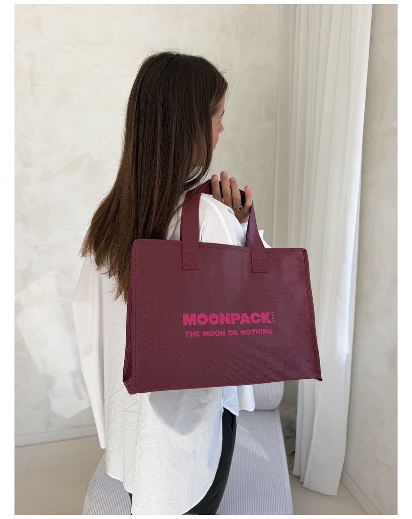 Sac non tissé personnalisé avec fermeture éclair – modèle Amsterdam Bordeaux M (35x12x25cm)